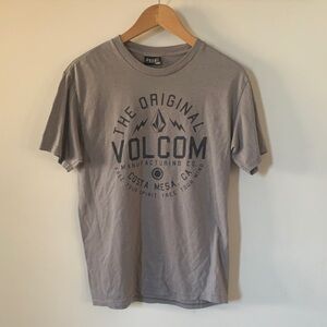 Volcom Men's Light Gray Graphic Logo Tee